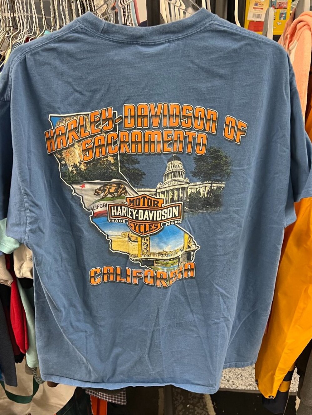 Harley-Davidson Motorcycles T-Shirt Sacramento California Size XL Blue Biker